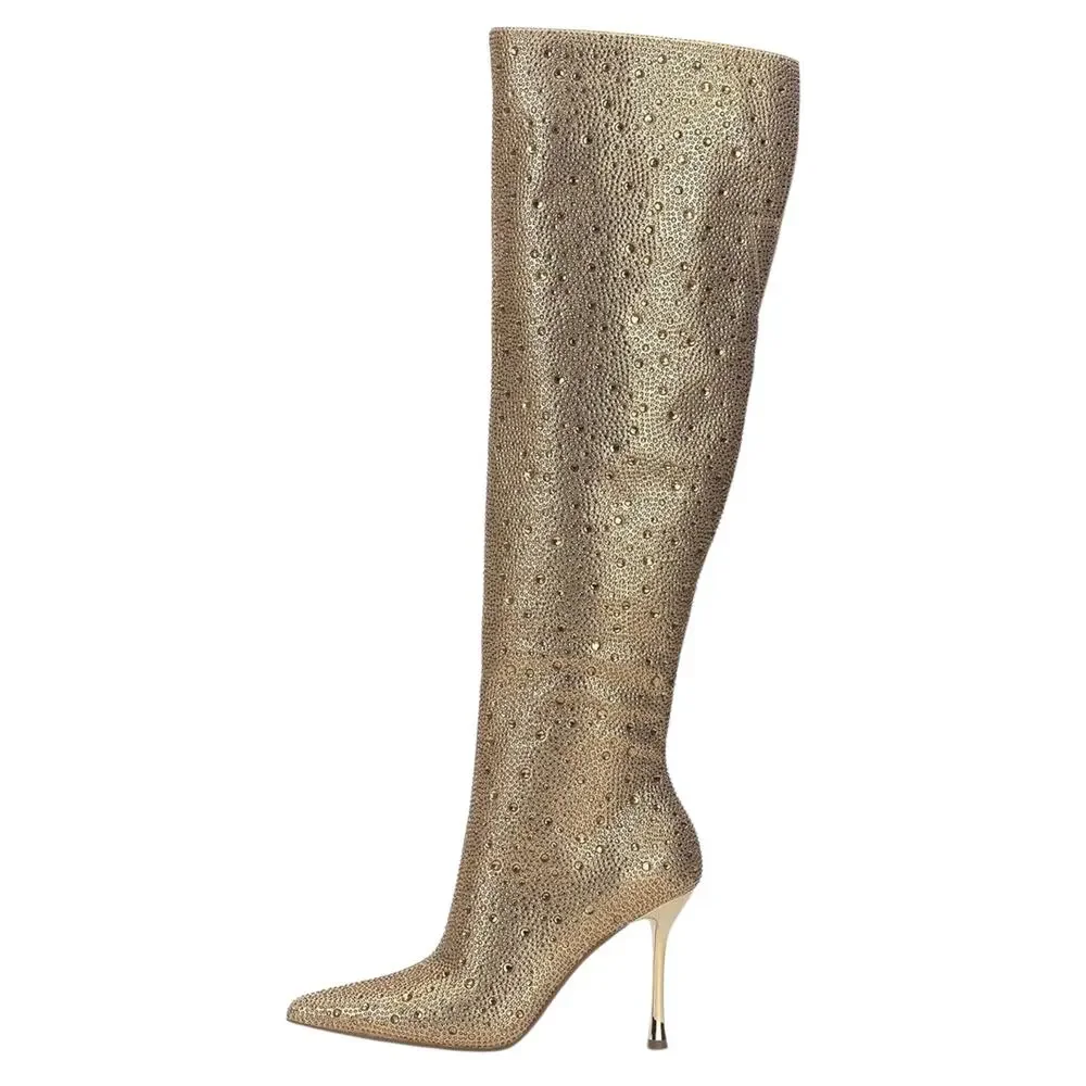 INC Women's Saveria Over The Knee Boots Gold Bling Size 6